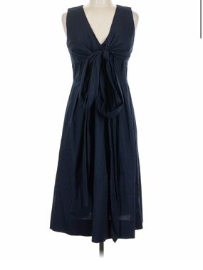 J. Crew Navy V-Neck Tie-Front Midi Dress